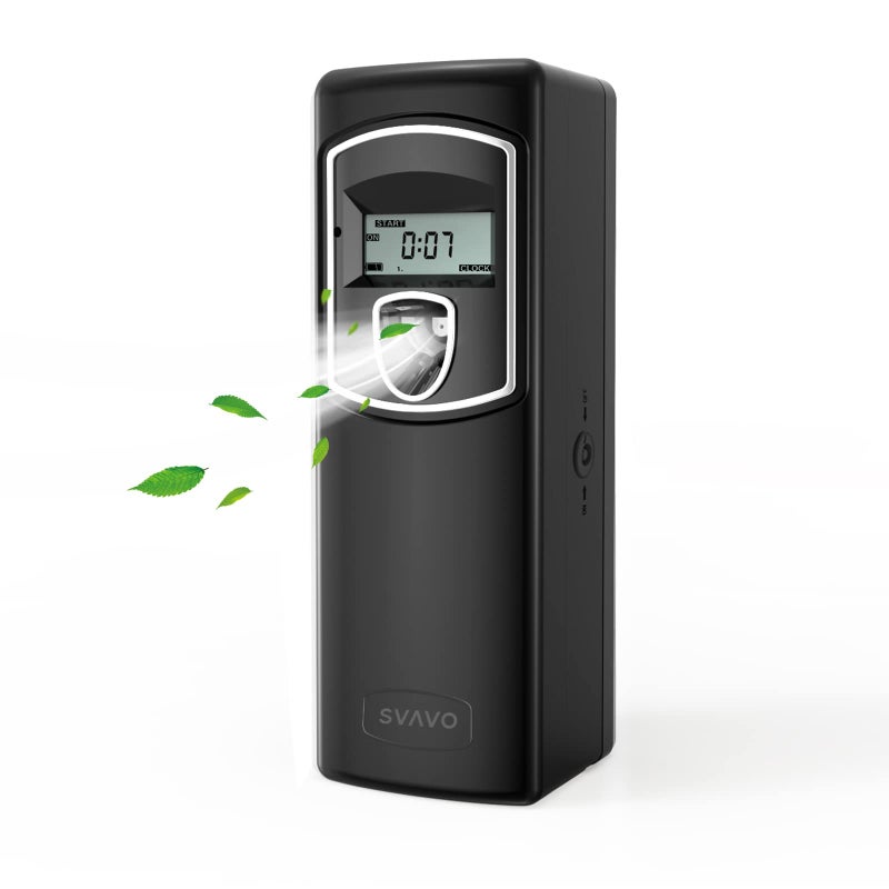 SVAVO Automatic LCD Fragrance Dispenser - Wall Mount/Free Standing ABS Auto Air Freshener Dispenser Programmable Aerosol Spray Perfume Dispenser (Black, LCD) - Image 1